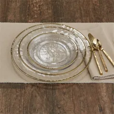 صفحه شام ​​شیشه ای حاشیه فلزی طلایی