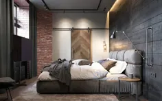 اتاق خواب به سبک معاصر با عناصر سقف. # 2