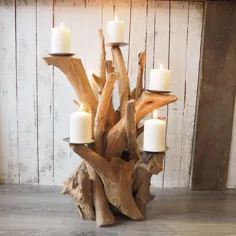 نگهدارنده شمع چوبی Rustic |  شمعدان های چوبی - Za Za Homes