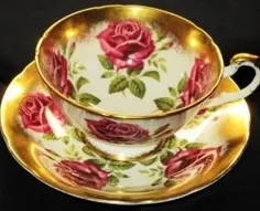 فنجان چای و نعلبکی گل رز قرمز گل سرخ انگلیسی Paragon