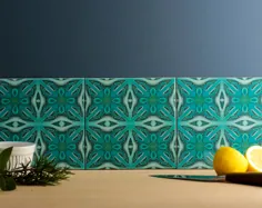 کاشی های هنری مراکشی کاشی اسپلش بک سبز مالاکیت |  اتسی
