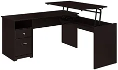 Bush Furniture Cabot 60W 3 Position L Sit to Stand Desk in Espresso Oak