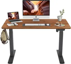 میز ایستاده برقی قابل تنظیم FEZIBO ، میز ایستاده 48 اینچ 24 اینچ ، میز کار خانگی پایه ایستاده با صفحه اتصال ، قاب سیاه / صفحه اسپرسو
