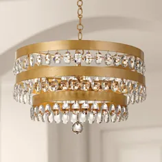 لوستر Crystorama Perla 21 3/4 "W Antique Gold Crystal - # 20A39 | Lamps Plus