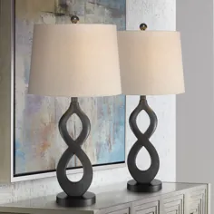 360 چراغ رومیزی مدرن روشنایی مجموعه ای از 2 پیچ عمیق برنز از سایه طبل مخروطی سفید برای اتاق نشیمن اتاق خواب خانواده تختخواب - Walmart.com