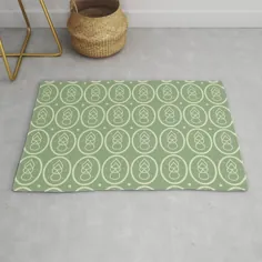 فرش Vintage Sage & Ecru Mid Century Pattern Pattern فرش توسط suzyandwillsdesigns