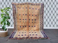 فرش 5x7 Antique Boujad Moroccan فرش - فرش پرنعمت مراکش - فرش دستباف فرش اتاق نشیمن - فرش Boho Rug - فرش عاج مراکش