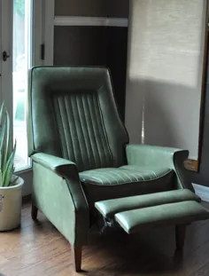 RESERVED * صندلی تختخواب مدرن اواسط قرن به سبک بوگمن / صندلی تکیه دار وینیل سبز کم نمایه / صندلی استراحت گاه به گاه مردانه یکپارچهسازی با سیستمعامل