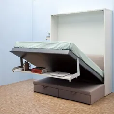 قفسه + مبل متصل + تختخواب دیواری مخفی عمودی ملکه ، صرفه جویی در فضا ، تخت تاشو مورفی (QV-101A)