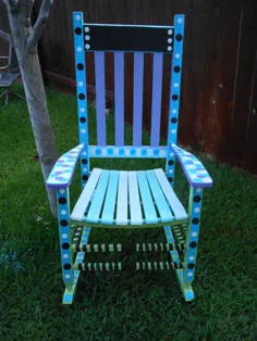 صندلی گهواره ای عتیقه و سفارشی رنگ آمیزی شده با تخته سیاه تخته و رنگ آمیزی شده با رنگ شما صندلی را برای من ارسال می کند این فقط برای نقاشی