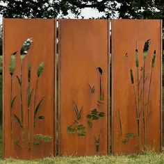 Gartenwand Sichtschutz Wand Triptychon Teich Stahl rost 225x195 سانتی متر |  eBay