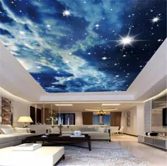 تصویر زمینه عکس سفارشی ابرهای آسمانی پرستاره ستاره سقف کاغذ دیواری 3D اتاق نشیمن اتاق خواب کاغذ دیواری نوار KTV