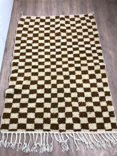 فرش چهارخانه قهوه ای تیره مراکش |  اتسی