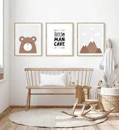 مجموعه مهد کودک خرس غار کوچک مرد 3 دیواری خرس چاپ بچه |  اتسی