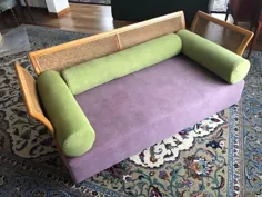 اثاثه یا لوازم داخلی جدید Cane Settee Purple Green ، Mid-Century Modern ، ایتالیا