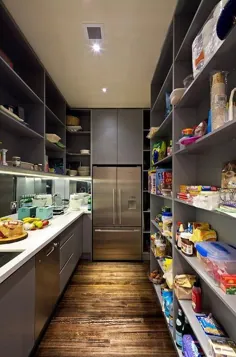 شربت خانه خاکستری با یخچال کامل - مدرن - آشپزخانه