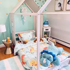 تخت سایز دوقلو با پوشش و پنجره ملحفه تختخواب بچه های خانه |  اتسی
