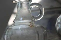 بطری های شیشه ای عتیقه ، پارچ شربت پرنعمت اوایل دهه 1900 ، کوزه شیشه ای شفاف