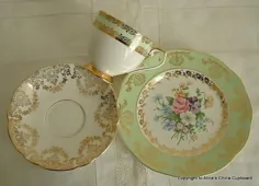 رزرو شده برای CAROLYN Pretty Vintage MisMatched Tea Set for One |  اتسی