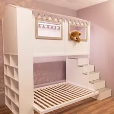 تخت خواب کلبه ای ، میته ، تختخواب سفری ، عروسک خانه یا خانه نمایشی.  اختیاری - Trundle ، Slide w / Storage ، Staircase w / Storage یا Ladder