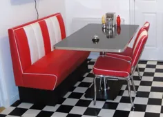 یکپارچه سازی مبلمان 50s رستوران غذاخوری آمریکایی ست میز ناهار غرفه آشپزخانه قرمز |  eBay