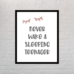 هنر اتاق نوجوان قابل چاپ با چاپ نوجوان هرگز از خواب بیدار شوید |  اتسی