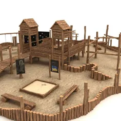 زمین بازی چوبی مدل 3D