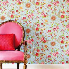 کاغذ دیواری مدرن با طرح های رنگارنگ گل برای تزئین دیوار زیبا