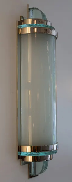 Art Deco Sconce با ساخت نیکل و شیشه "مدرنیست"