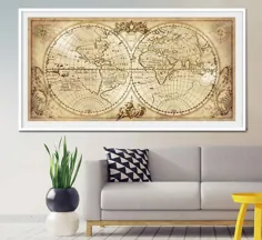 نقشه جهان قدیم نقشه تاریخی سبک عتیقه نقشه جهانی نقشه پرنعمت دکوراسیون منزل ، نقشه های قدیمی ، نقشه های عتیقه ، نقاشی دیواری نقشه جهان ، نقشه جهانی (L18)