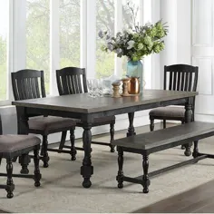 میز ناهار خوری چوب جامد کاج لیلی خاکستری Canora ، چوب / چوب جامد در خاکستری / سیاه ، اندازه متوسط ​​(صندلی های 5 تا 7) |  Wayfair