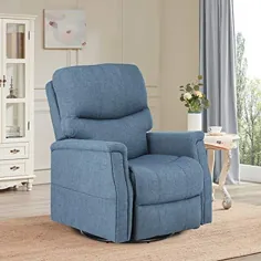 صندلی تکیه دار صندلی ماساژور برقی با جیب های جانبی تکیه گاه گرم کن کمری با کنترل از راه دور 360 لرزش 8 نقطه ای برای اتاق نشیمن اتاق نشیمن MA03 (پارچه ای آبی)