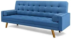Furmax Futon Modern Fabric Lounge Convertible Folded مبل تختخواب شو تختخواب شو چند منظوره برای اتاق نشیمن مبل ، آبی