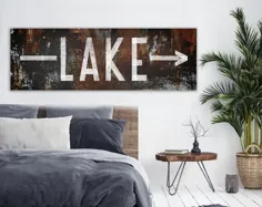 تابلو تزئینی خانه کلبه دریاچه تابلو دکوراسیون تابستان دریاچه زندگی |  اتسی