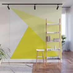 الگوی مثلث هندسی ساده - سفید روی زرد - ترکیب و مطابقت با نقاشی دیواری سادگی زندگی با هنر توسط سادگی زندگی - 8 "X 8"