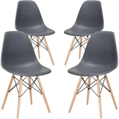 صندلی کناری مشکی و پوسته Vortex با پاهای طبیعی (مجموعه ای از 4) -D105-NAT-TEA-X4 - انبار خانه
