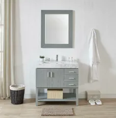 غرور حمام تک ظرفشویی بلوط خاکستری 36 er با شمارنده و انبار خط گسترده |  eBay