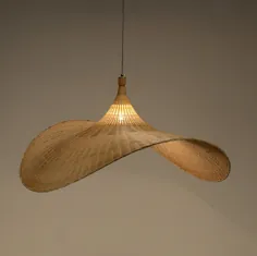 لامپ آویز چوبی بامبو و چوب - چراغ سقفی - چراغ آویز - مجموعه چراغ - چوب بامبو و چوب - نورپردازی مدرن - روشنایی - خانه