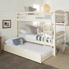تخت دو نفره Miacomet روی تخت تختخواب سفارشی کامل چوبی جامد L با قفسه کتاب و قفسه