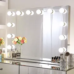 میز آینه آرایشی هندیوود بزرگ و بدون قاب آینه آینه ای روشن با دیمر برای اتاق رختکن - Walmart.com