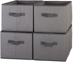 سبد های ذخیره سازی Pomatree - 4 بسته - سطل های بزرگ سبد محکم |  سبدهای ذخیره سازی پارچه برای سازمان قفسه ها و گنجه |  سطل مکعب قفسه تاشو تاشو برای خانه ، مهد کودک (سفید و خاکستری)