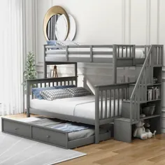 تختخواب سفارشی Alaina Twin بیش از تختخواب سفارشی استاندارد چوب جامد با سه قلاده توسط سه پست TM کودک و کودک