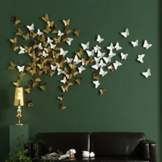 تزئینات دیوار پروانه سرامیکی سه بعدی - نقره ای / 10.5x8.5 سانتی متر