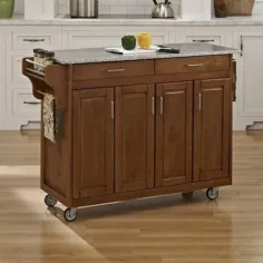 سبک های خانگی پایه چوبی قهوه ای با سبد خرید آشپزخانه گرانیت (17.75 در 48-در 35.5 اینچ) Lowes.com
