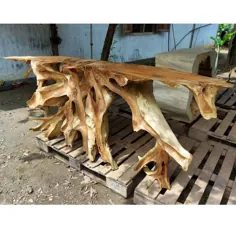 صفحه میز چوبی کنسول ریشه ساج تراش خورده |  اتسی