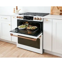 Café "30" Smart Slide-In، Front-Control، Dual-Fuel، Double-Oven Range with Convection | ^ | C2S950P4MW2