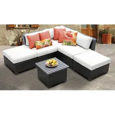 Sol 72 Outdoor Tegan 6 Piece Group Seating Sectional with Cushions رنگ بالشتک: سفید