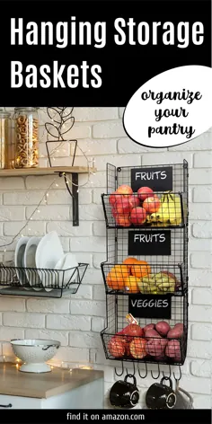 Amazon.com: سبدهای ذخیره سازی میوه و سبزیجات آویزان آشپزخانه با تخته های تخته - Perfect f