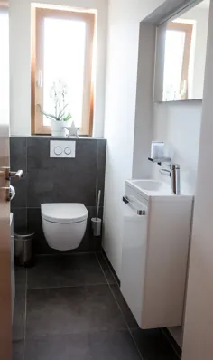 Fliesen Gäste -WC |  Schwarze Bodenfliesen für moderne Gäste-WCs