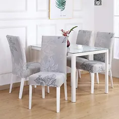 روکش شیشه ای صندلی ناهار خوری SAYOPIN از 4 روکش صندلی کششی اسپندکس برای آشپزخانه قابل شستشو برای ضیافت و مراسم هتل ، روکش صندلی صندلی غذاخوری مناسب برای مربع